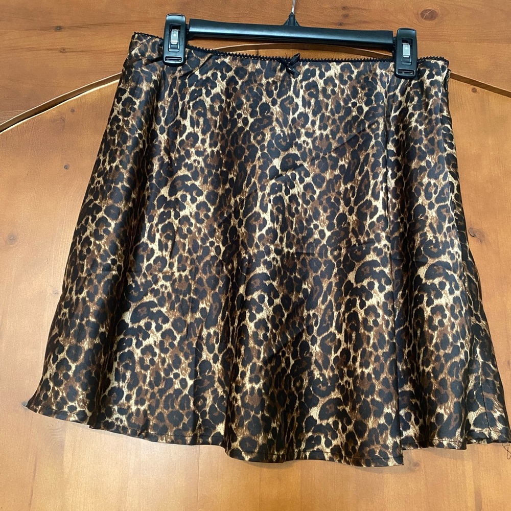 Leopard Print A-Line Mini Skirt - Brown/Black